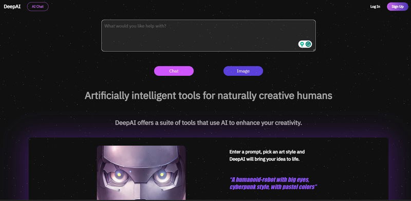DeepAI – Chatbot mở với nhiều API AI