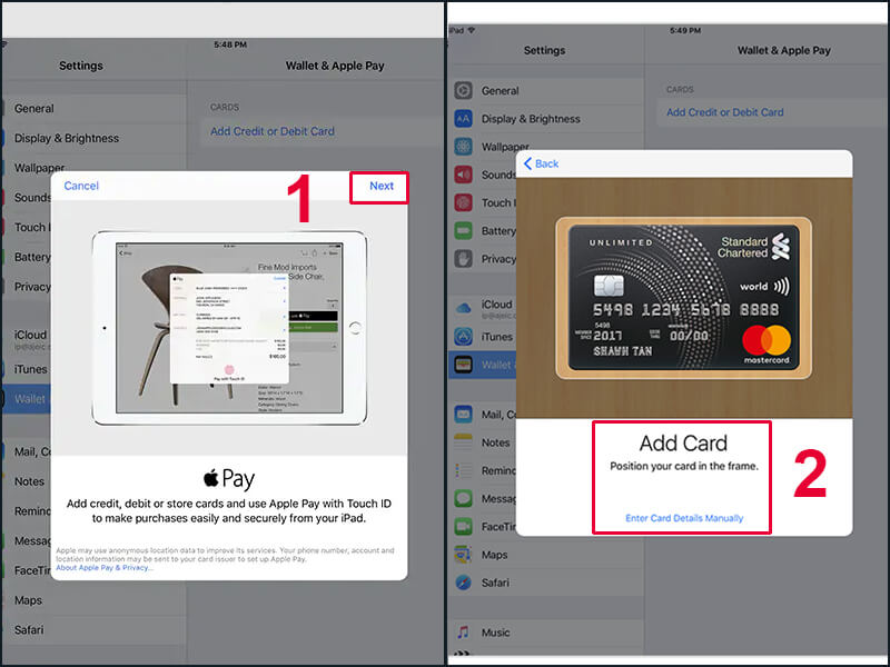 Chọn Add Card để thêm thẻ sử dụng cho Apple Pay