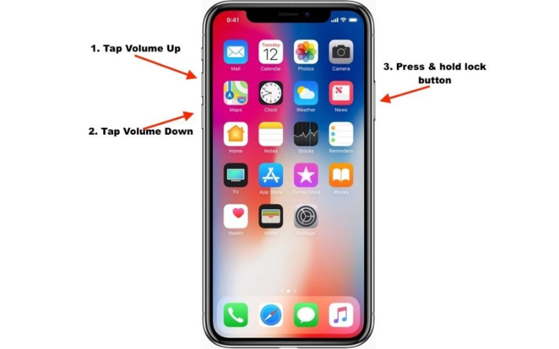 Nhấn và giữ nút nguồn bên hông máy cho đến khi logo táo khuyết hiện 5