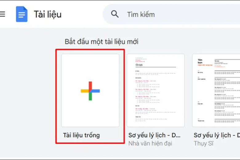 Vào trang trống để tiến hành tạo 5