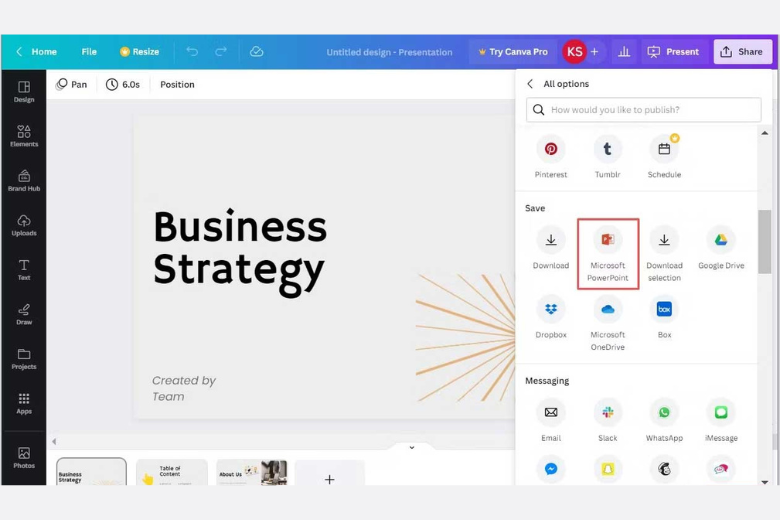 Tiến hành chuyển sang Microsoft PowerPoint 6