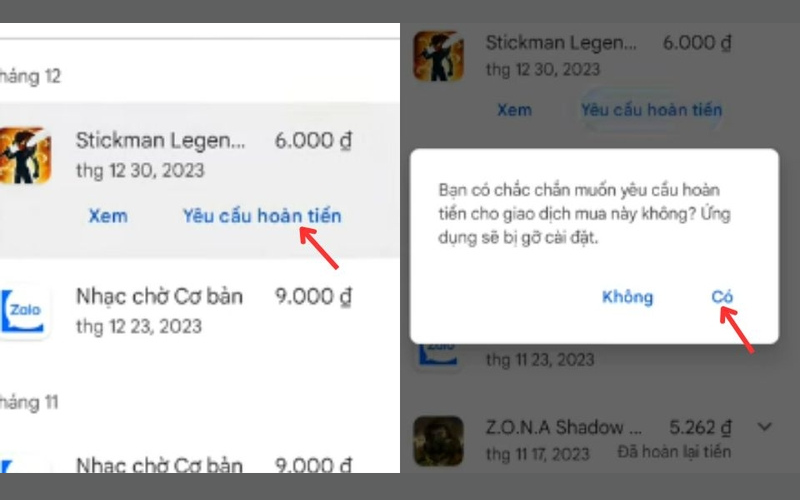 Yêu cầu hoàn tiền `10