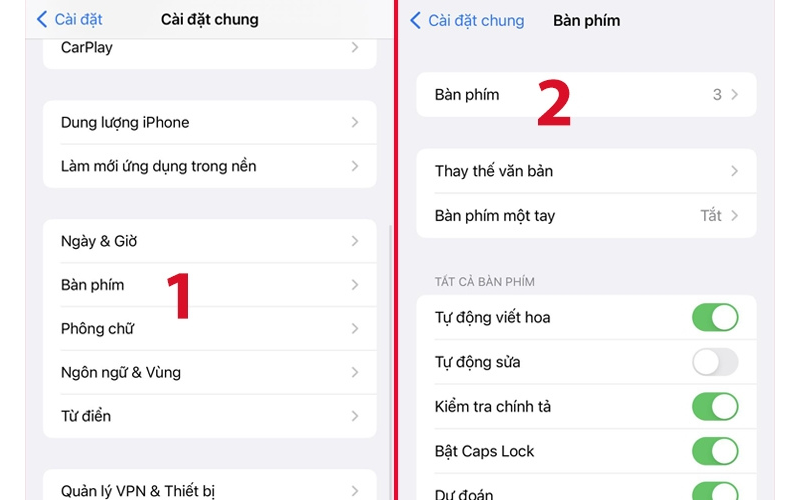 Chọn mục bàn phím 4