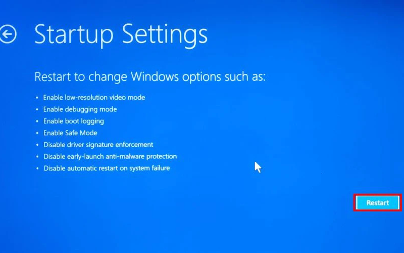 Tiến hành khởi động lại 6