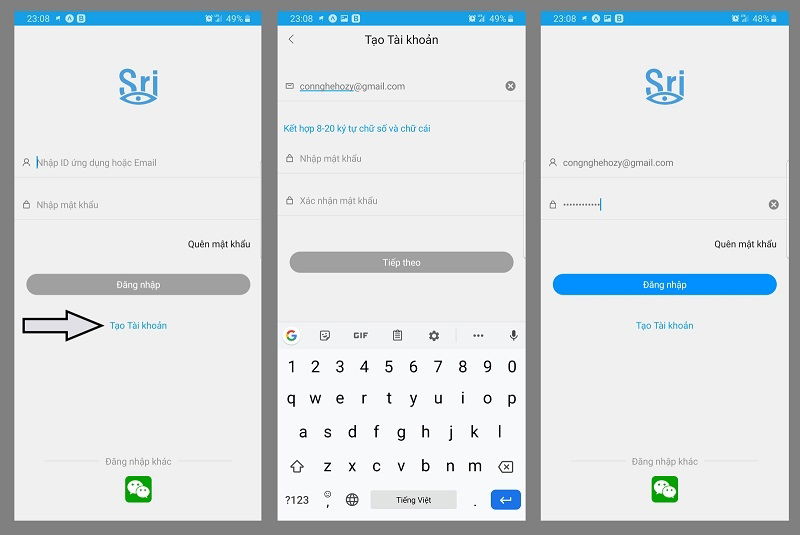 Đăng kí tài khoản camera