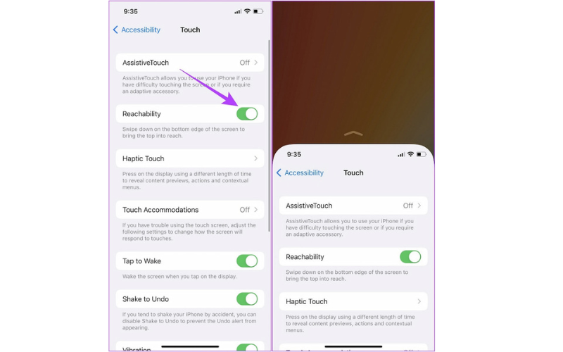 Dùng tính năng Reachability 8