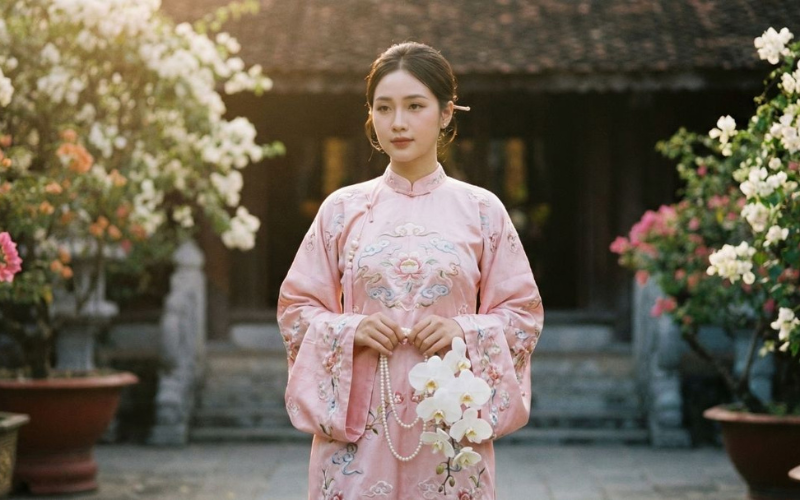 Tạo áo dài thêu hoa 3