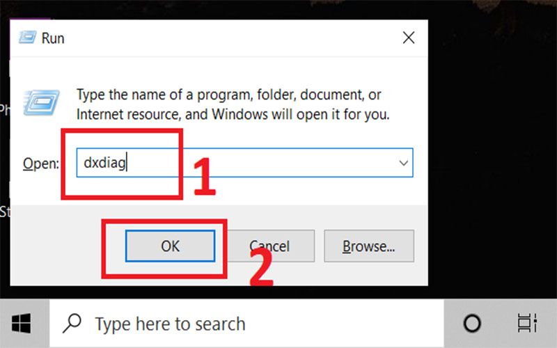 Nhập từ khóa dxdiag 5