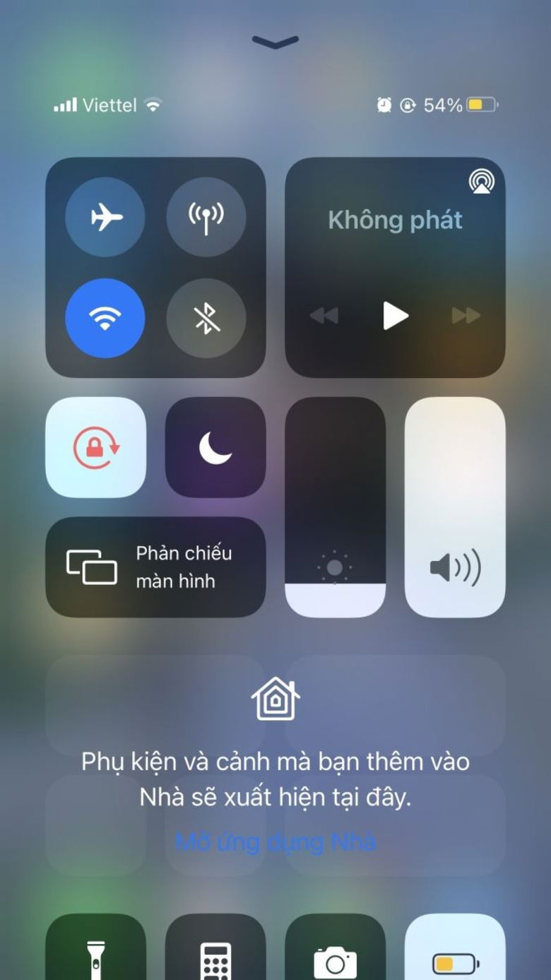 Tắt từ trung tâm điều khiển 