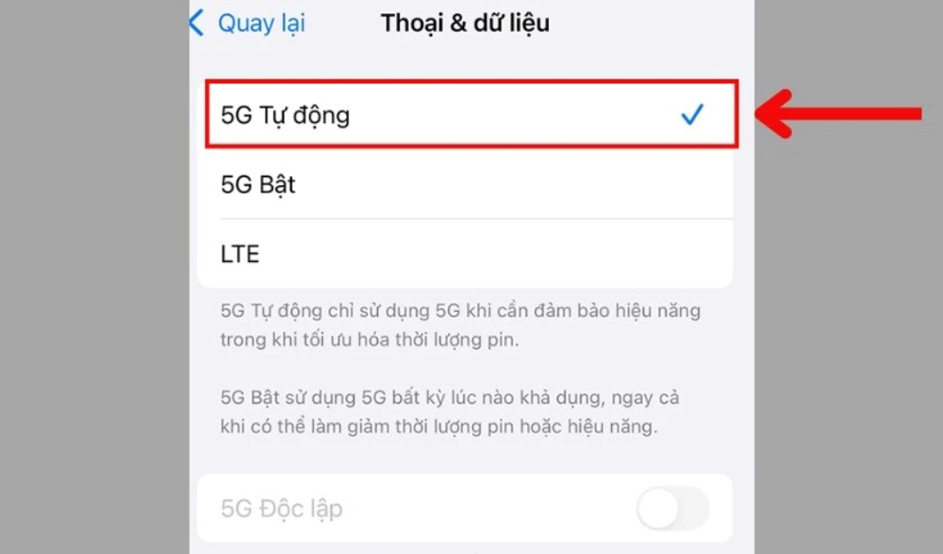 Cách bật 5G trên iOS 26 chi tiết