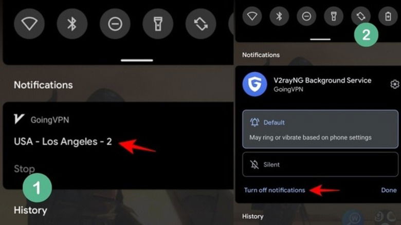 Ngắt kết nối VPN từ thanh thông báo Samsung
