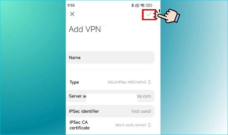 Nhập thông tin VPN và lưu cấu hình trên Xiaomi