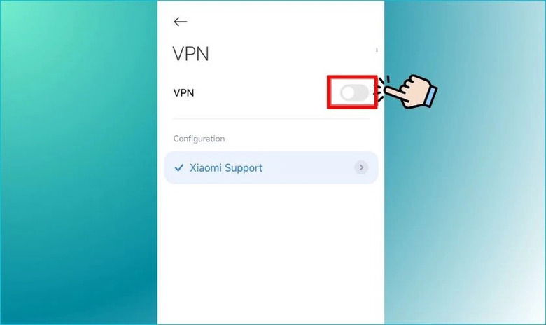 Kết nối cấu hình VPN đã tạo trên điện thoại Xiaomi