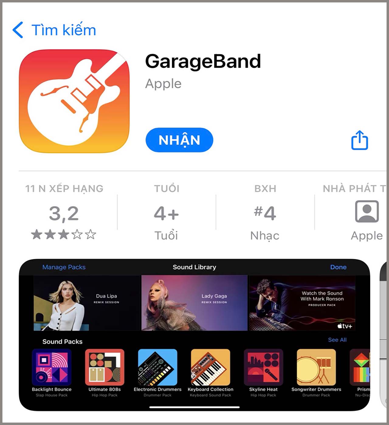 Ứng dụng GarageBand trên iPhone