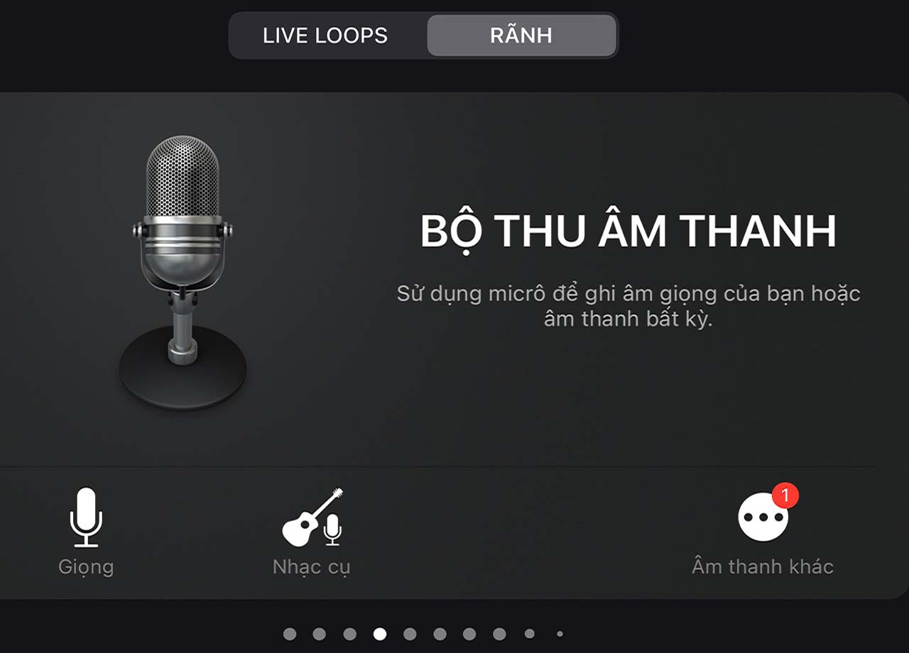 Bộ thu âm thanh bên trong app