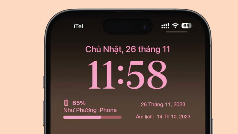 Màn hình iPhone với giao diện Lịch được cập nhật đúng giờ