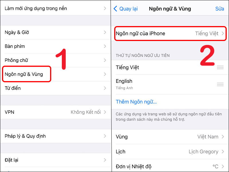 Thay đổi ngôn ngữ trên iPhone để khắc phục lỗi chỉnh giờ