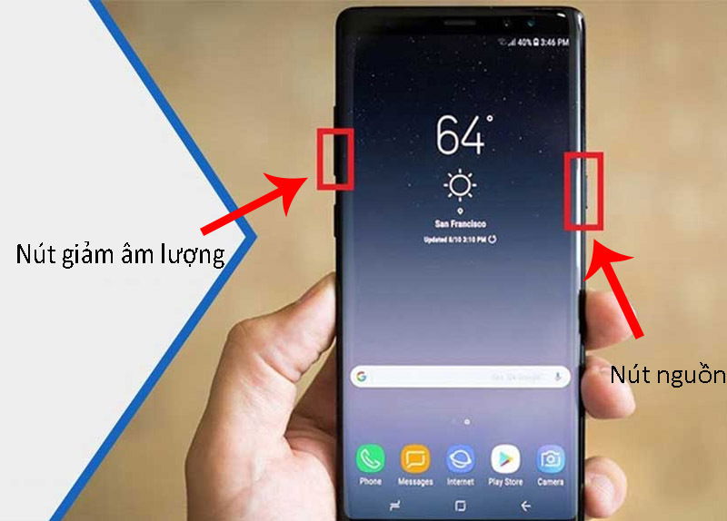 Ảnh minh họa thao tác nhấn tổ hợp phím trên điện thoại Xiaomi.