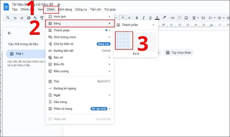 Tạo bảng dữ liệu trong Google Docs