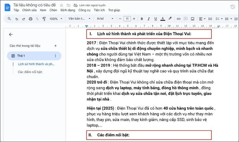 Cách đánh số thứ tự trong Google Docs qua menu định dạng