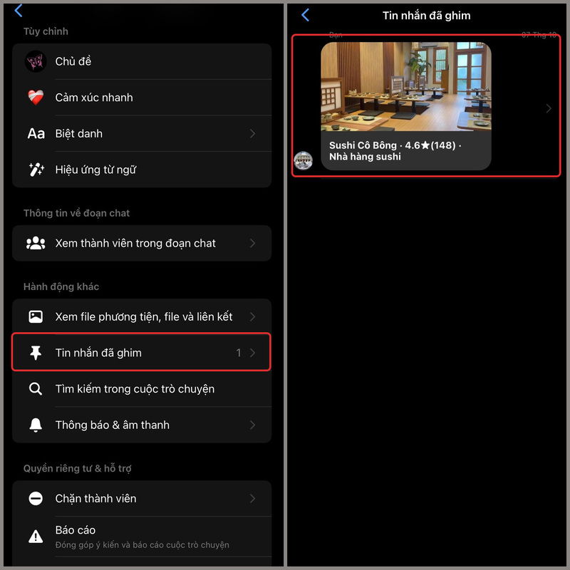 Các bước hướng dẫn để xem lại những tin nhắn được ghim trên Messenger
