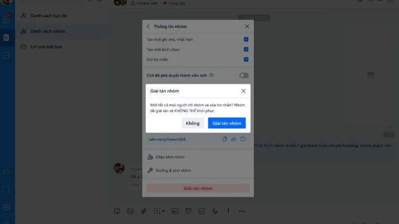 Cách giải tán nhóm zalo trên điện thoại