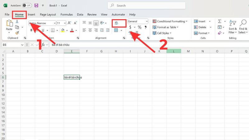 Ô Excel có nội dung được xuống dòng với tính năng Wrap Text