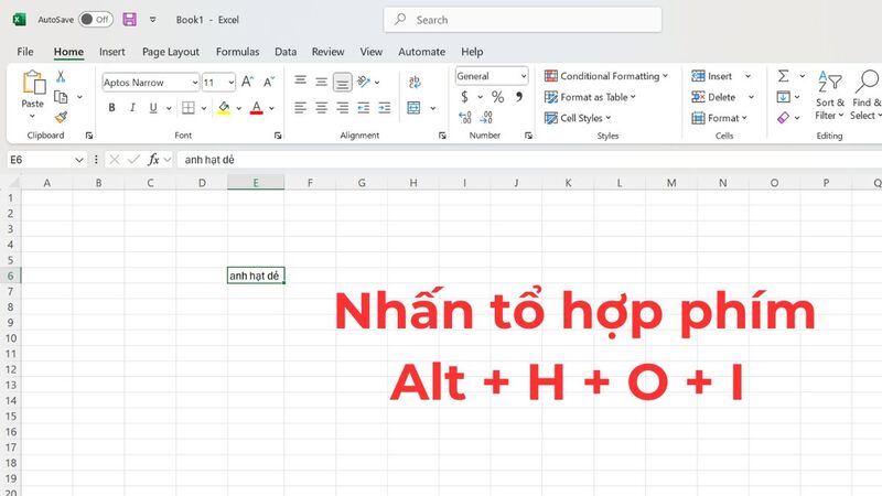 Mô tả tổ hợp phím tắt Excel giúp Autofit nhanh