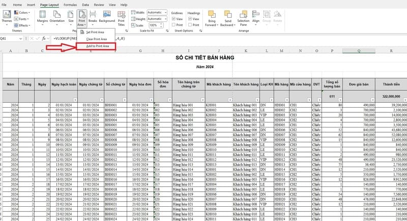 Cách mở rộng hoặc thay đổi vùng in đã thiết lập