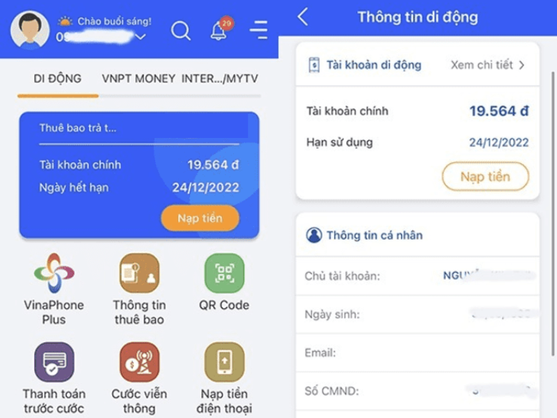 Kiểm tra trên ứng dụng My VNPT