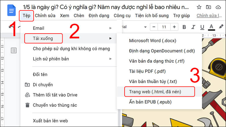Tải toàn bộ ảnh trong tài liệu bằng cách lưu file ở định dạng HTML