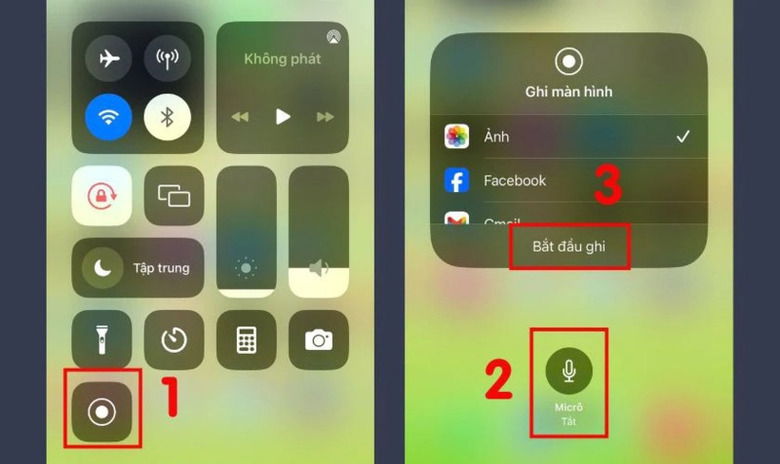 Bật micro khi ghi màn hình iOS 26 để thu âm giọng nói.
