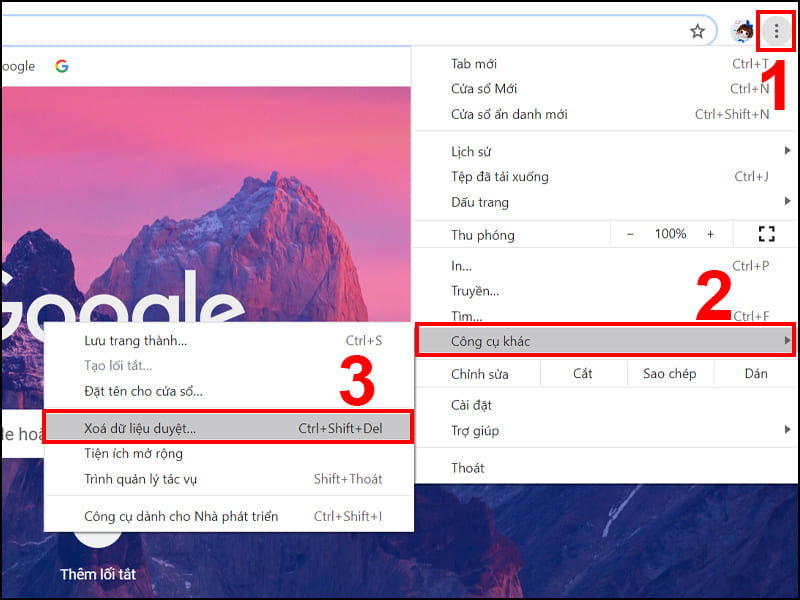 Giao diện xóa cache và cookie trên trình duyệt Chrome giúp sửa lỗi Roblox