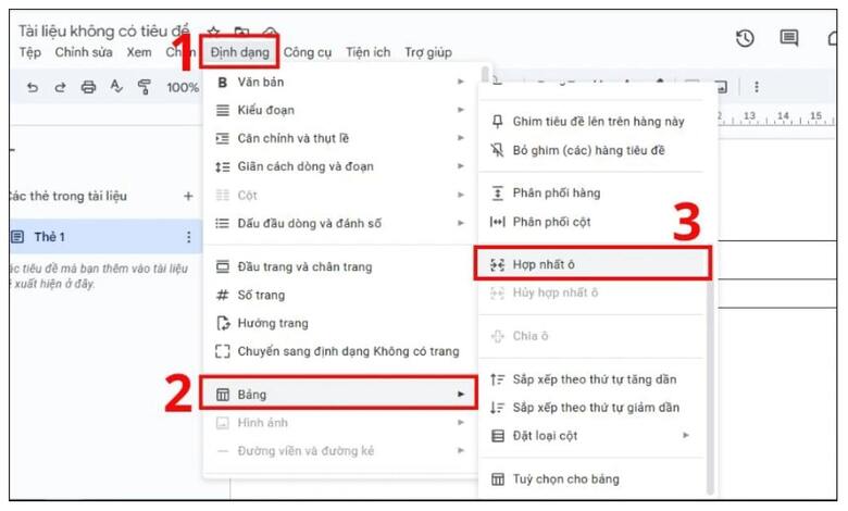 Hợp nhất và gộp ô trong bảng