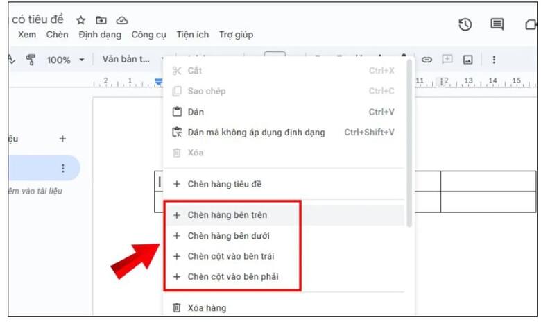 Cách thêm hoặc xóa cột, hàng