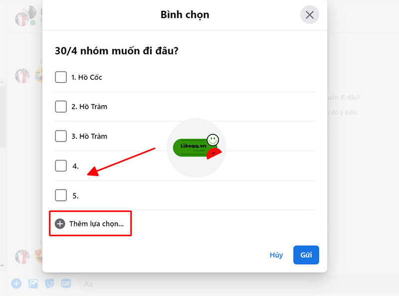 Thêm lựa chọn trong cuộc bình chọn của Messenger trên máy tính