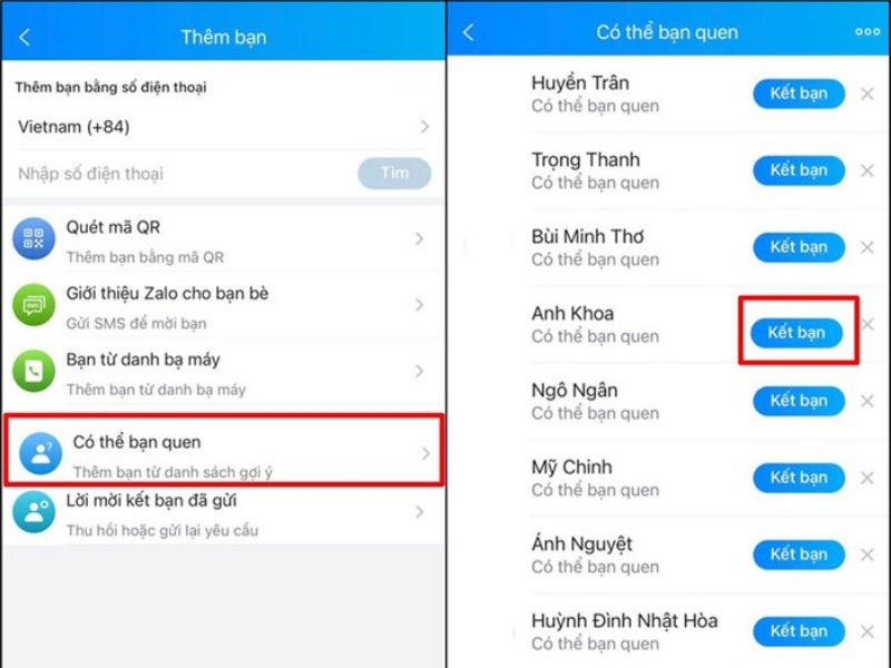 Kết bạn trên Zalo bằng username