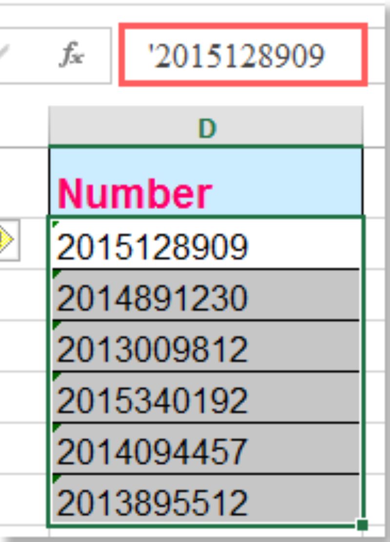 Cách thêm số 0 vào đầu dãy số trong Excel bằng dấu ‘