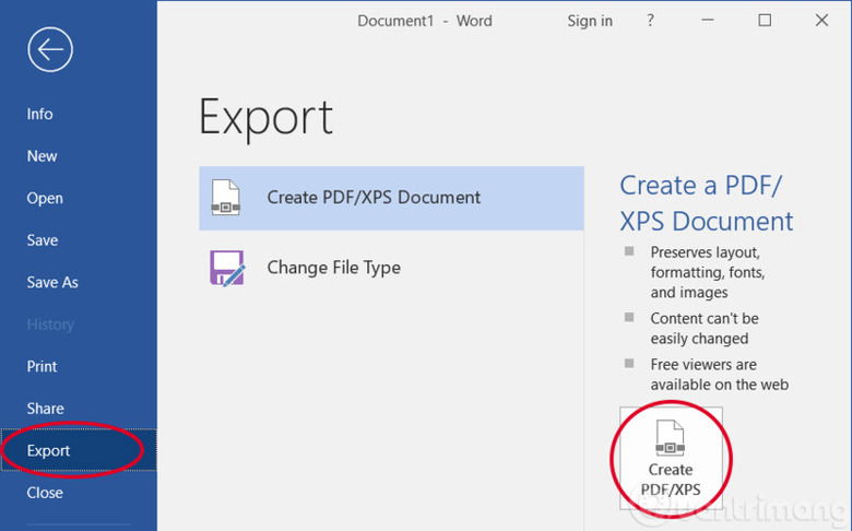 Quá trình lưu tài liệu Word thành PDF trước khi tải lên Google Drive.