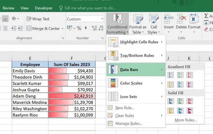  Các dạng định dạng có điều kiện phổ biến trong Excel 