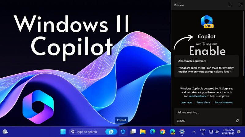 Giao diện Copilot AI hoạt động trực tiếp trên Windows 11.