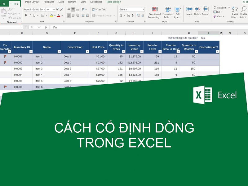 Cách cố định dòng, cột trong Excel chi tiết, nhanh chóng