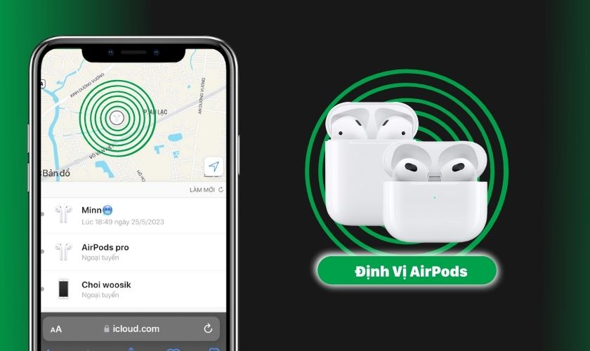 Truy cập Find My iPhone trên iPhone để định vị AirPods