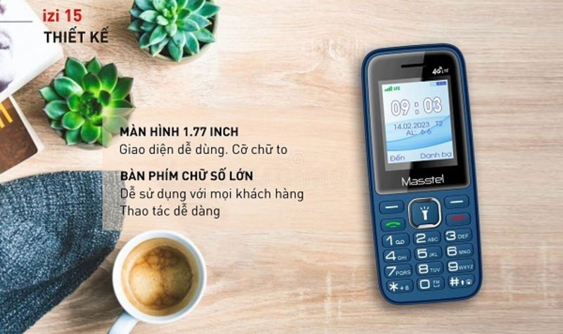 Điện thoại Masstel IZI 15 4G thiết kế nhỏ gọn, phím bấm nổi rõ ràng