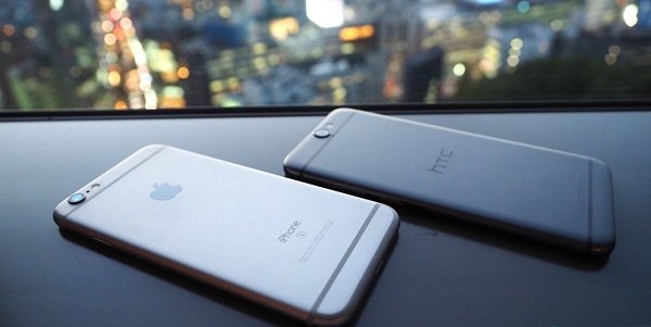 HTC One A9 cũ khi đặt cạnh iPhone 6
