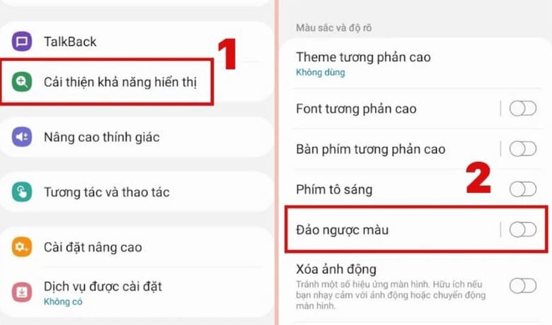 Tắt đảo ngược màu