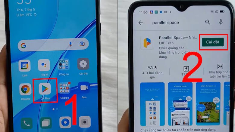 Có thể dùng Parallel Space để sử dụng 2 zalo trên 1 điện thoại Oppo.