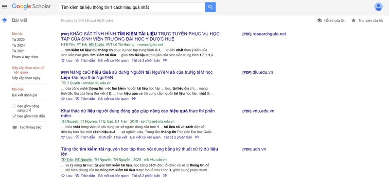 Google Scholar biểu hiện cho việc sử dụng công cụ hiệu quả trong môi trường học thuật.