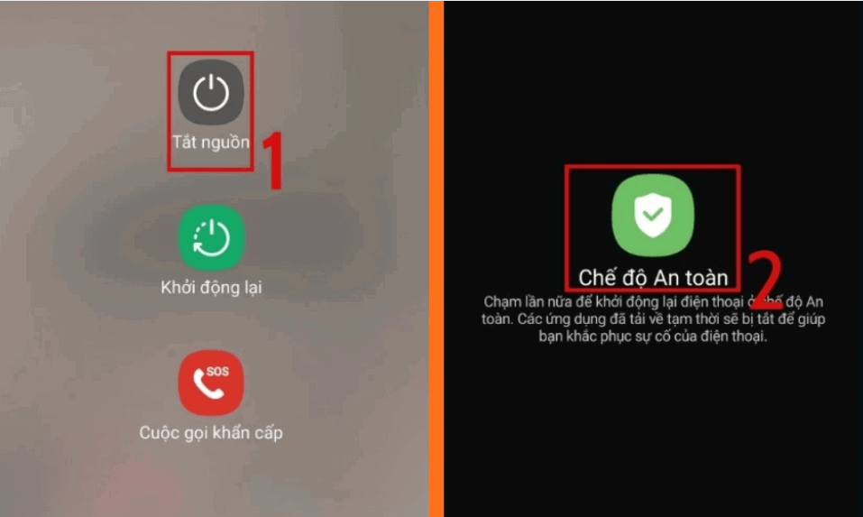 Các bước bật chế độ an toàn.