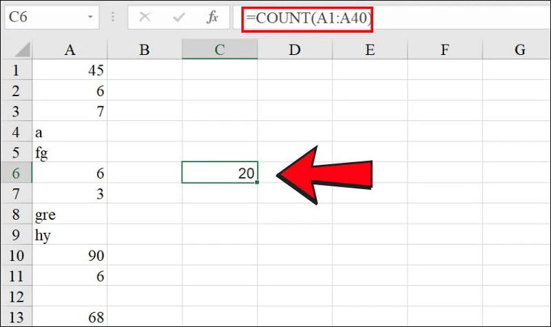 Hàm COUNT – Đếm ô chứa số